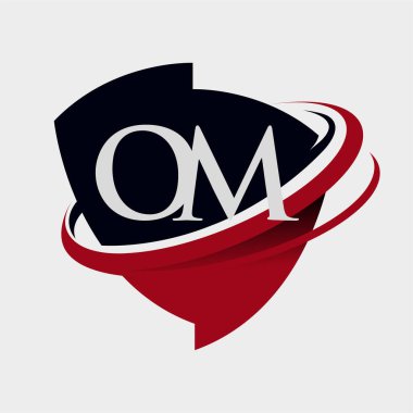 İlk harf OM logotype şirketi adı kırmızı ve siyah simge tasarımı. beyaz arkaplanda izole.
