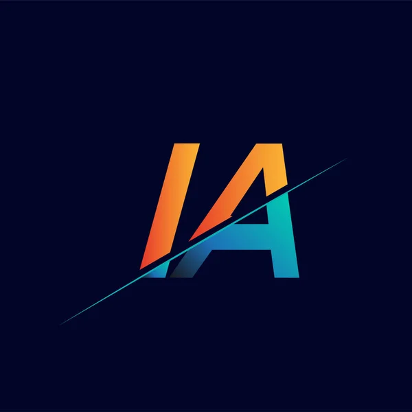 Logo Initial Nom Entreprise Couleur Bleue Orange Conception Logo Simple — Image vectorielle