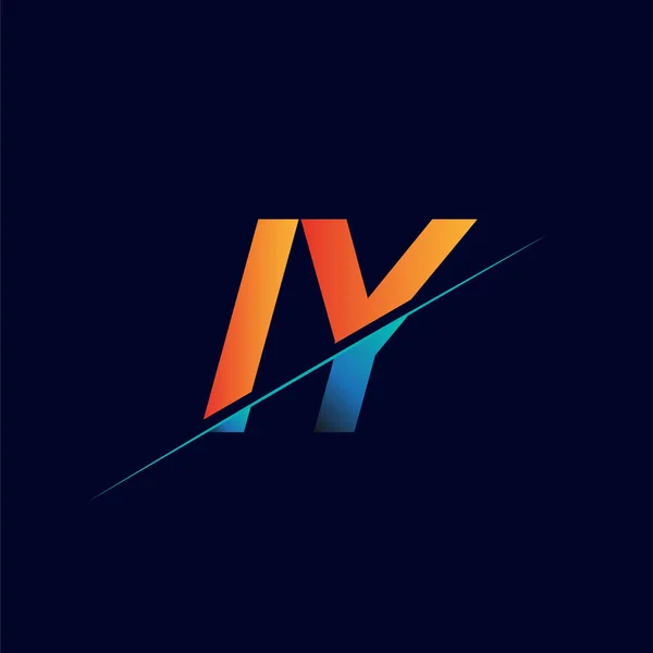 Ilk Logo Şirketi Adı Mavi Turuncu Basit Modern Logo Tasarımı — Stok Vektör
