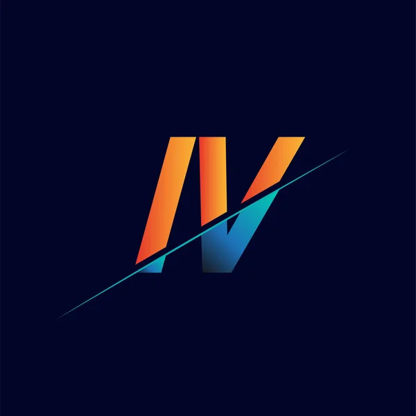 Nome Empresa Logotipo Inicial Colorido Azul Laranja Design Logotipo Simples — Vetor de Stock