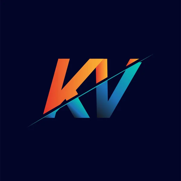 Initiële Logo Bedrijfsnaam Gekleurd Blauw Oranje Simple Modern Logo Design — Stockvector