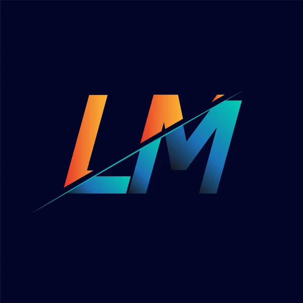 Lm公司最初的商标名称为蓝色和橙色 简约现代标志设计 — 图库矢量图片