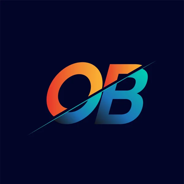 Logotipo Inicial Nombre Empresa Color Azul Naranja Diseño Logotipo Simple — Vector de stock