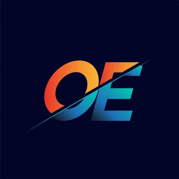Initial Logo Company Name Colored Blue Orange Simple Modern Logo — Stock Vector