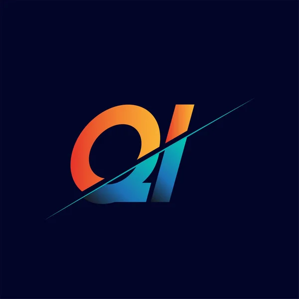 Nombre Inicial Compañía Del Logotipo Coloreado Azul Naranja Diseño Simple — Vector de stock