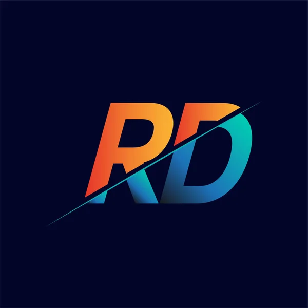Rd初期ロゴ会社名色青とオレンジ シンプルかつモダンなロゴデザイン — ストックベクタ