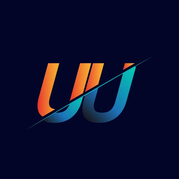 Numele Inițial Companiei Logo Albastru Colorat Portocaliu Design Logo Uri — Vector de stoc