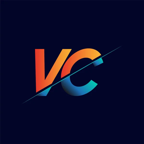 Vc初始标识公司名称蓝色 现代标志设计 — 图库矢量图片