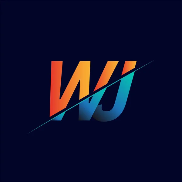 Początkowe Logo Firmy Kolor Niebieski Pomarańczowy Prosty Nowoczesny Projekt Logo — Wektor stockowy