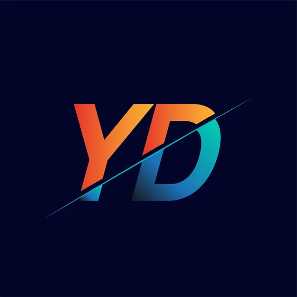 Första Logotyp Företagsnamn Färgad Blå Och Orange Enkel Och Modern — Stock vektor