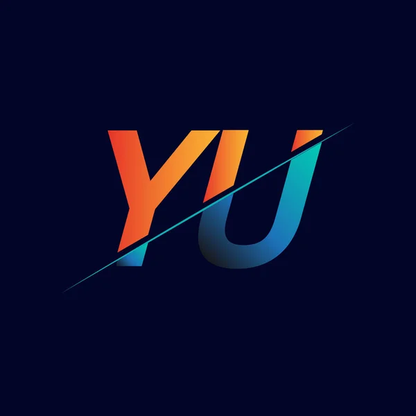Początkowe Logo Firmy Nazwa Kolorowy Niebieski Pomarańczowy Prosty Nowoczesny Projekt — Wektor stockowy
