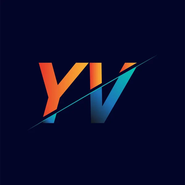 Initial Logo Company Name Colored Blue Orange Simple Modern Logo — Stock Vector