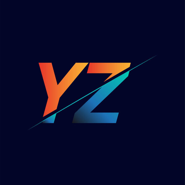 YZ initial logo company name colored blue and orange, Simple and Modern Logo Design.