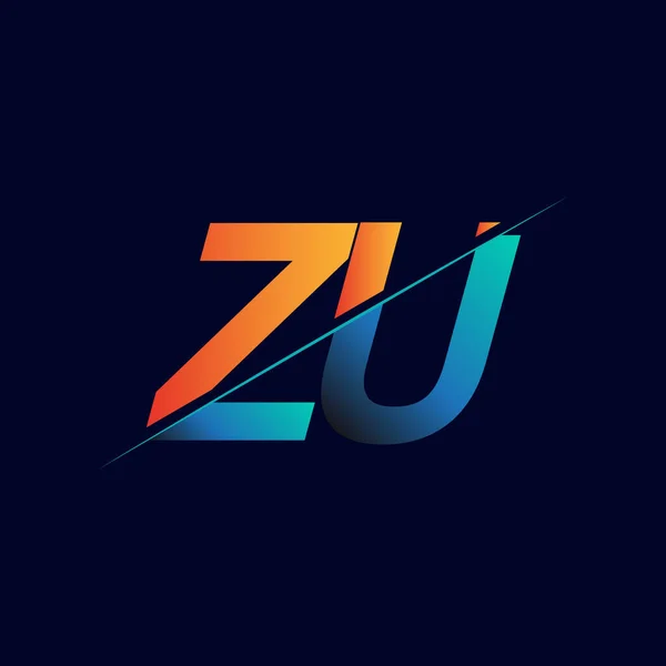 Начальный Логотип Название Компании Цветной Синий Оранжевый Простой Современный Дизайн — стоковый вектор