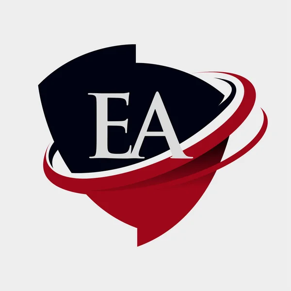 Letra Inicial Logotipo Nombre Empresa Coloreado Rojo Negro Swoosh Diseño — Vector de stock