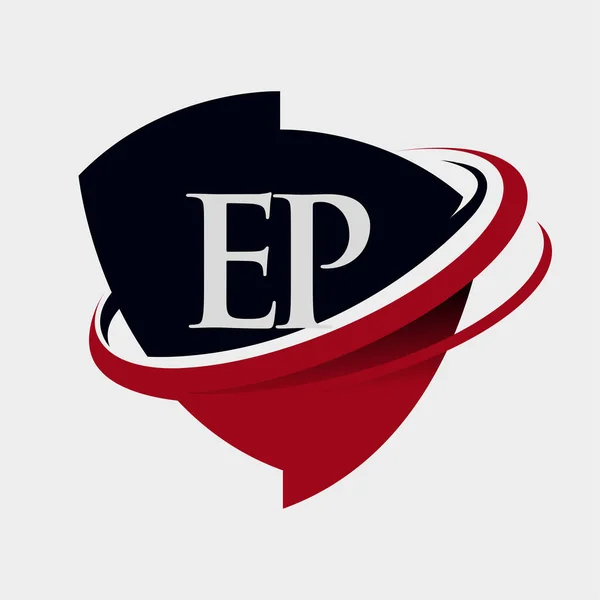 Letra Inicial Logotipo Nombre Empresa Coloreado Rojo Negro Swoosh Diseño — Vector de stock