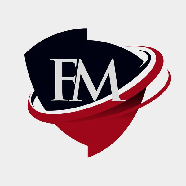 Beginletter Logotype Bedrijfsnaam Gekleurd Rood Zwart Swoosh Embleem Ontwerp Geïsoleerd — Stockvector
