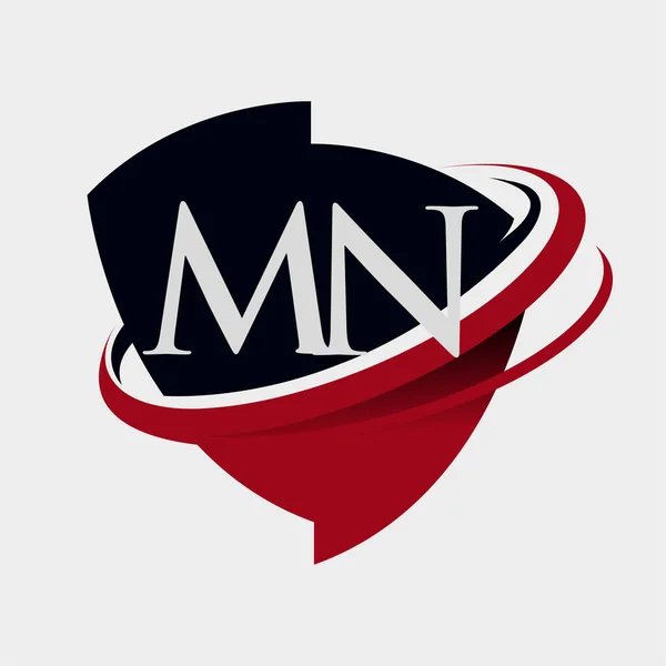 Początkowa Litera Logotyp Nazwa Firmy Kolorowe Czerwone Czarne Swoosh Emblemat — Wektor stockowy