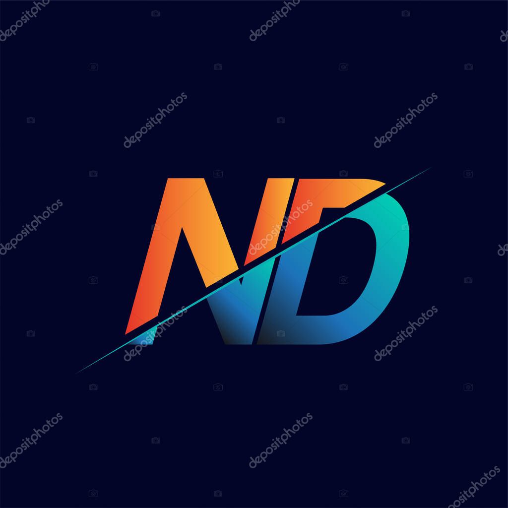 Nd Initial Logo Company Name Colored Blue And Orange Simple And Modern Logo Design Larastock