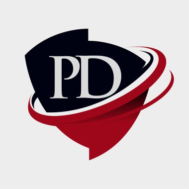 İlk harf PD logotype şirketi adı kırmızı ve siyah simge tasarımı. beyaz arkaplanda izole.