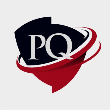 İlk harf PQ logotype şirketi adı kırmızı ve siyah simge tasarımı. beyaz arkaplanda izole.