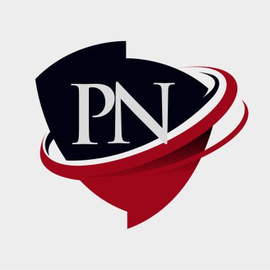 İlk harf PN logotype şirketi adı kırmızı ve siyah simge tasarımı. beyaz arkaplanda izole.
