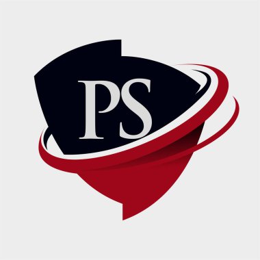 İlk harf PS logotype şirket adı kırmızı ve siyah simge tasarımı. beyaz arkaplanda izole.