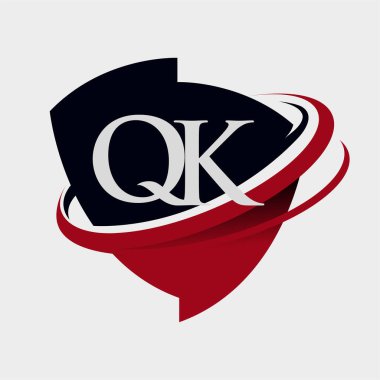 İlk harf QK logotype şirketi adı kırmızı ve siyah simge tasarımı. beyaz arkaplanda izole.