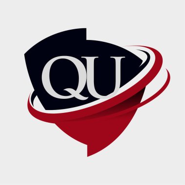 İlk harf QU logotype şirket adı kırmızı ve siyah simge tasarımı. beyaz arkaplanda izole.