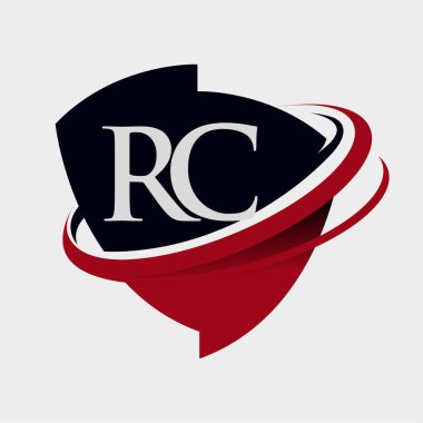 İlk harf RC logotype şirketi adı kırmızı ve siyah simge tasarımı. beyaz arkaplanda izole.