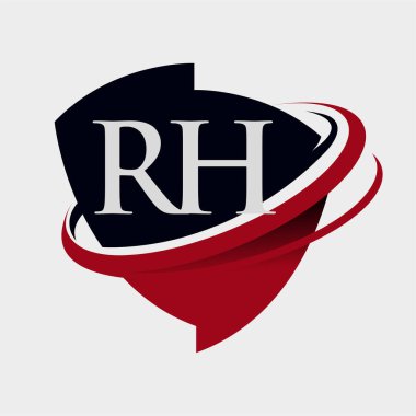 İlk harf RH logotype şirketi adı kırmızı ve siyah simge tasarımı. beyaz arkaplanda izole.