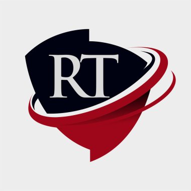 İlk harf RT logotype şirketi adı kırmızı ve siyah simge tasarımı. beyaz arkaplanda izole.