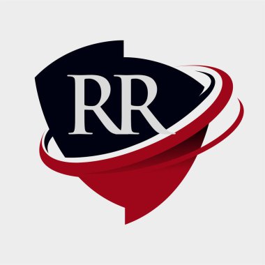 İlk harf RR logotype şirketi adı kırmızı ve siyah simge tasarımı. beyaz arkaplanda izole.