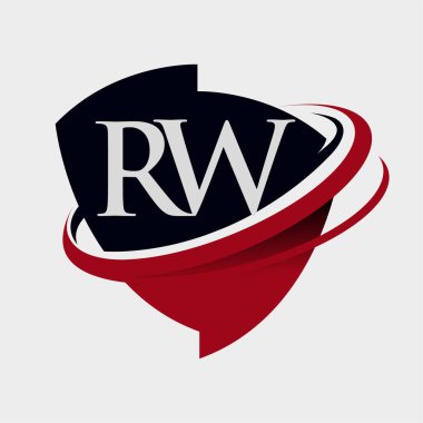İlk harf RW logotype şirketi adı kırmızı ve siyah simge tasarımı. beyaz arkaplanda izole.