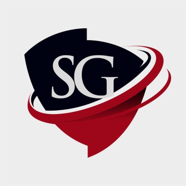 İlk harf SG logotype şirketi adı kırmızı ve siyah simge tasarımı. beyaz arkaplanda izole.