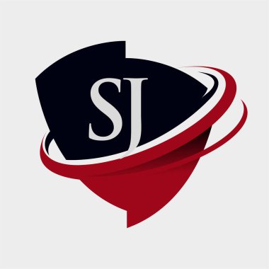 İlk harf SJ logotype şirketi adı kırmızı ve siyah simge tasarımı. beyaz arkaplanda izole.