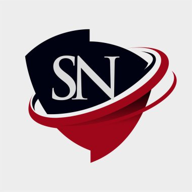 İlk harf SN logotype şirket adı kırmızı ve siyah simge tasarımı. beyaz arkaplanda izole.