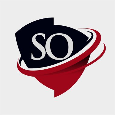 İlk harf so logotype şirket ismi kırmızı ve siyah simge tasarımı. beyaz arkaplanda izole.