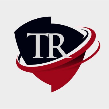 İlk harf TR logotype şirketi adı kırmızı ve siyah simge tasarımı. beyaz arkaplanda izole.