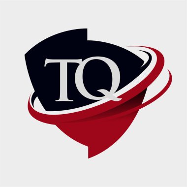 İlk harf TQ logotype şirketi adı kırmızı ve siyah simge tasarımı. beyaz arkaplanda izole.