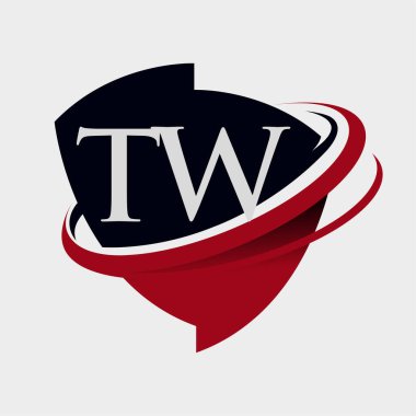 İlk harf TW logotype şirketi adı kırmızı ve siyah simge tasarımı. beyaz arkaplanda izole.