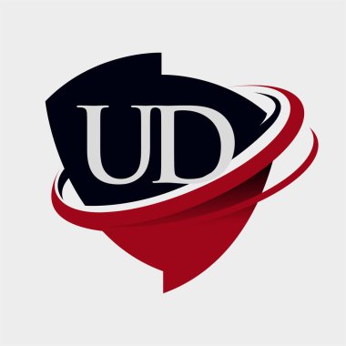 İlk harf UD logotype şirketi adı kırmızı ve siyah simge tasarımı. beyaz arkaplanda izole.