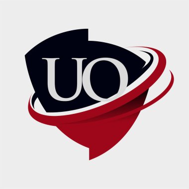 İlk harf UO logotype şirketi adı kırmızı ve siyah simge tasarımı. beyaz arkaplanda izole.