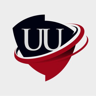 İlk harf UU logotype şirketi adı kırmızı ve siyah simge tasarımı. beyaz arkaplanda izole.