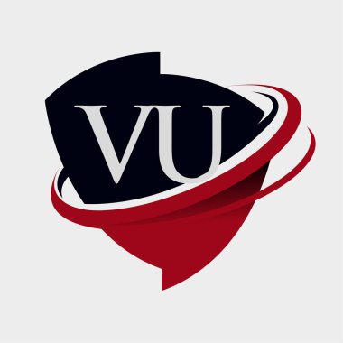 İlk harf VU logotype şirketi adı kırmızı ve siyah simge tasarımı. beyaz arkaplanda izole.