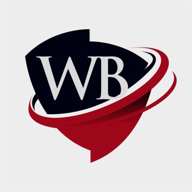 İlk harf WB logotype şirket adı kırmızı ve siyah simge tasarımı. beyaz arkaplanda izole.