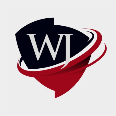 İlk harf WJ logotype şirketi adı kırmızı ve siyah simge tasarımı. beyaz arkaplanda izole.