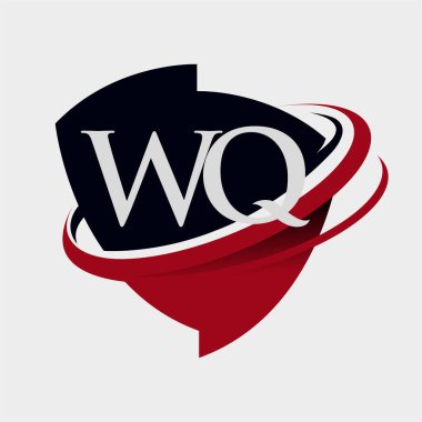 İlk harf WQ logotype şirket adı kırmızı ve siyah simge tasarımı. beyaz arkaplanda izole.