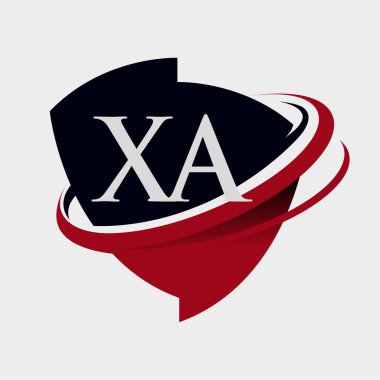 İlk harf XA logotype şirketi adı kırmızı ve siyah simge tasarımı. beyaz arkaplanda izole.