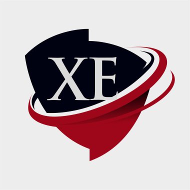 İlk harf XE logotype şirketi adı kırmızı ve siyah simge tasarımı. beyaz arkaplanda izole.